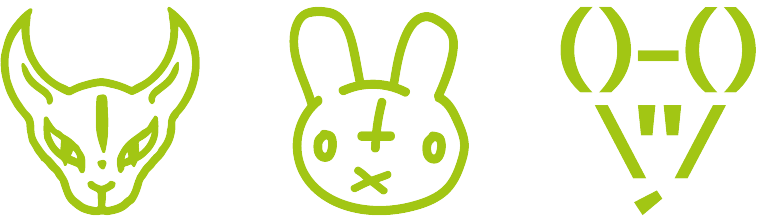 iconos SUKKI de 3 animalitos verdes